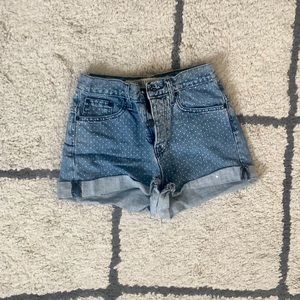 Brandy Melville Cut-Off Polka-Dot Jean Shorts